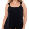 Miraclesuit Plus Size Razzle Dazzle Black – Tiered Slimming Hidden Underwire Tankini Top -Her Room US miraclesuit mira01 6518826 gs