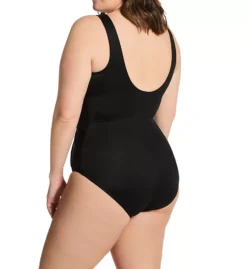 Miraclesuit Midnight Black Illusionists Palma – Plus Size Sheer Mesh Inset Ruched One Piece Swimsuit -Her Room US miraclesuit mira01 6518885 bs