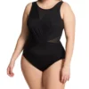 Miraclesuit Midnight Black Illusionists Palma – Plus Size Sheer Mesh Inset Ruched One Piece Swimsuit -Her Room US miraclesuit mira01 6518885 gs