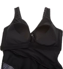 Miraclesuit Plus Size Pin Point Oceanus One Piece Swimsuit – Black & White Polka Dot Tummy Control Wrap -Her Room US miraclesuit mira01 6518988 cs6