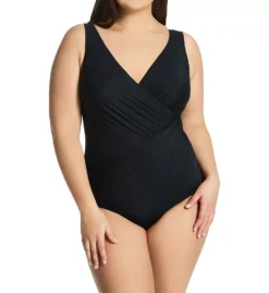 Miraclesuit Plus Size Black Oceanus - Ruched Slimming One Piece Swimsuit -Her Room US miraclesuit mira01 6519088 fs