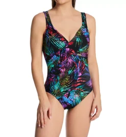 Miraclesuit Tropicat Revele One Piece Swimsuit - Tropical Palm & Animal Print Slimming Underwire Swimwear