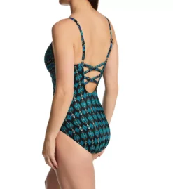 Miraclesuit Amarna Captivate Gold Accented Pattern - Crossover Slimming One Piece Swimsuit -Her Room US miraclesuit mira01 6553650 bs