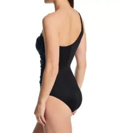 Miraclesuit Titania Jena One Piece Swimsuit – Black Textured One-Shoulder Slimming Swimwear -Her Room US miraclesuit mira01 6554115 bs