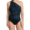 Miraclesuit Titania Jena One Piece Swimsuit – Black Textured One-Shoulder Slimming Swimwear -Her Room US miraclesuit mira01 6554115 gs