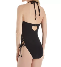 Miss Mandalay Icon Underwire Halter Plunge One Piece Swimsuit – Adjustable Lace-Up Sides -Her Room US miss mandalay mma01 ic08uhs bs