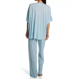 N by Natori Congo Kimono Sleeve Pajama Set - Lightweight Knit Sleepwear with Satin Trim -Her Room US n by natori nn01 ac6205 bs