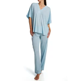 N by Natori Congo Kimono Sleeve Pajama Set - Lightweight Knit Sleepwear with Satin Trim -Her Room US n by natori nn01 ac6205 fs