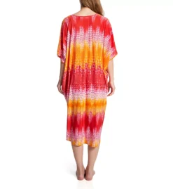 N by Natori Tahiti Bright Ikat V-Neck Batwing Sleeve Caftan -Her Room US n by natori nn01 rc0054 bs