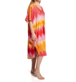 N by Natori Tahiti Bright Ikat V-Neck Batwing Sleeve Caftan -Her Room US n by natori nn01 rc0054 fs