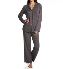 N by Natori Oasis Notch PJ Set – Soft Knit Long Sleeve Sleepwear with Contrast Piping -Her Room US n by natori nn01 sc6143 fs