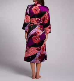 N by Natori Floral Tapestry Red and Purple – Matte Satin Shawl Collar Robe -Her Room US n by natori nn01 uc4007 bs