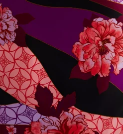 N by Natori Floral Tapestry Red and Purple – Matte Satin Shawl Collar Robe -Her Room US n by natori nn01 uc4007 cs2