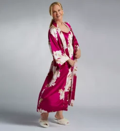 N by Natori Arya Robe – Floral Print Satin Lightweight Sleepwear