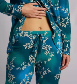 N by Natori Balsam Graphic Floral – Sophisticated V-Neck Tapered Pajama Set -Her Room US n by natori nn01 uc6024 cs1