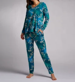 N by Natori Balsam Graphic Floral – Sophisticated V-Neck Tapered Pajama Set -Her Room US n by natori nn01 uc6024 fs