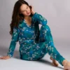 N by Natori Balsam Graphic Floral – Sophisticated V-Neck Tapered Pajama Set -Her Room US n by natori nn01 uc6024 gs