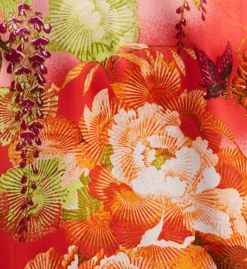 N by Natori Wisteria Garden Floral Satin PJ Set – 3/4 Sleeve Mandarin Collar Top & Crop Bottoms -Her Room US n by natori nn01 vc6007 cs3