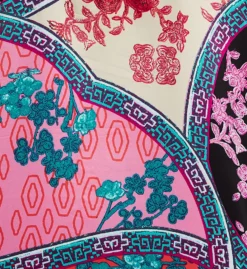 N by Natori Brocade Print Satin PJ Set – V-Neck 3/4 Sleeve Top & Straight Leg Sleepwear -Her Room US n by natori nn01 vc6012 cs3