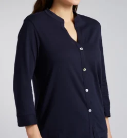 N by Natori Breeze Mandarin PJ Set - Cotton Blend 3/4 Sleeve Sleepwear -Her Room US n by natori nn01 vc6033 cs1