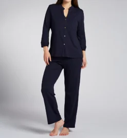 N by Natori Breeze Mandarin PJ Set - Cotton Blend 3/4 Sleeve Sleepwear -Her Room US n by natori nn01 vc6033 fs