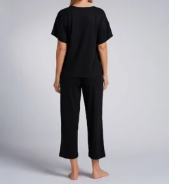 N by Natori Soothe Rib Knit PJ Set - Relaxed Short Sleeve & Ankle Pant Sleepwear -Her Room US n by natori nn01 vc6137 bs