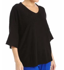 N by Natori Terry Lounge Top – Soft V-Neck Kimono Sleeve Sleepwear