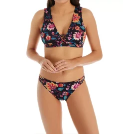 Nanette Lepore Spice Market Alana Apex Tri Swim Top - Black Floral Tapestry Sporty Triangle Bikini -Her Room US nanette lepore nan01 l0t0927n cs1