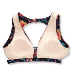 Nanette Lepore Spice Market Alana Apex Tri Swim Top - Black Floral Tapestry Sporty Triangle Bikini -Her Room US nanette lepore nan01 l0t0927n cs2