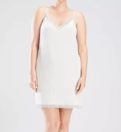 Natori Feathers Ice Blue Heathered Knit Chemise – Signature Lace V-Neck Sleepwear -Her Room US natori nat001 b78129 cs2