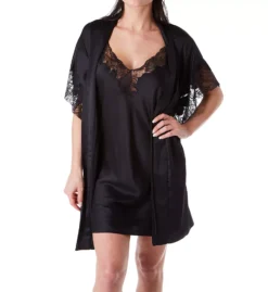 Natori Feathers Satin Wrap with Scalloped Lace – Short Kimono Style Sleep Robe -Her Room US natori nat001 f74057 cs1