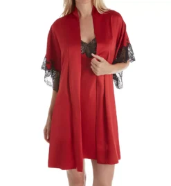 Natori Feathers Satin Wrap with Scalloped Lace – Short Kimono Style Sleep Robe -Her Room US natori nat001 f74057 cs3