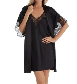 Natori Feathers Satin Wrap with Scalloped Lace – Short Kimono Style Sleep Robe -Her Room US natori nat001 f74057 cs4