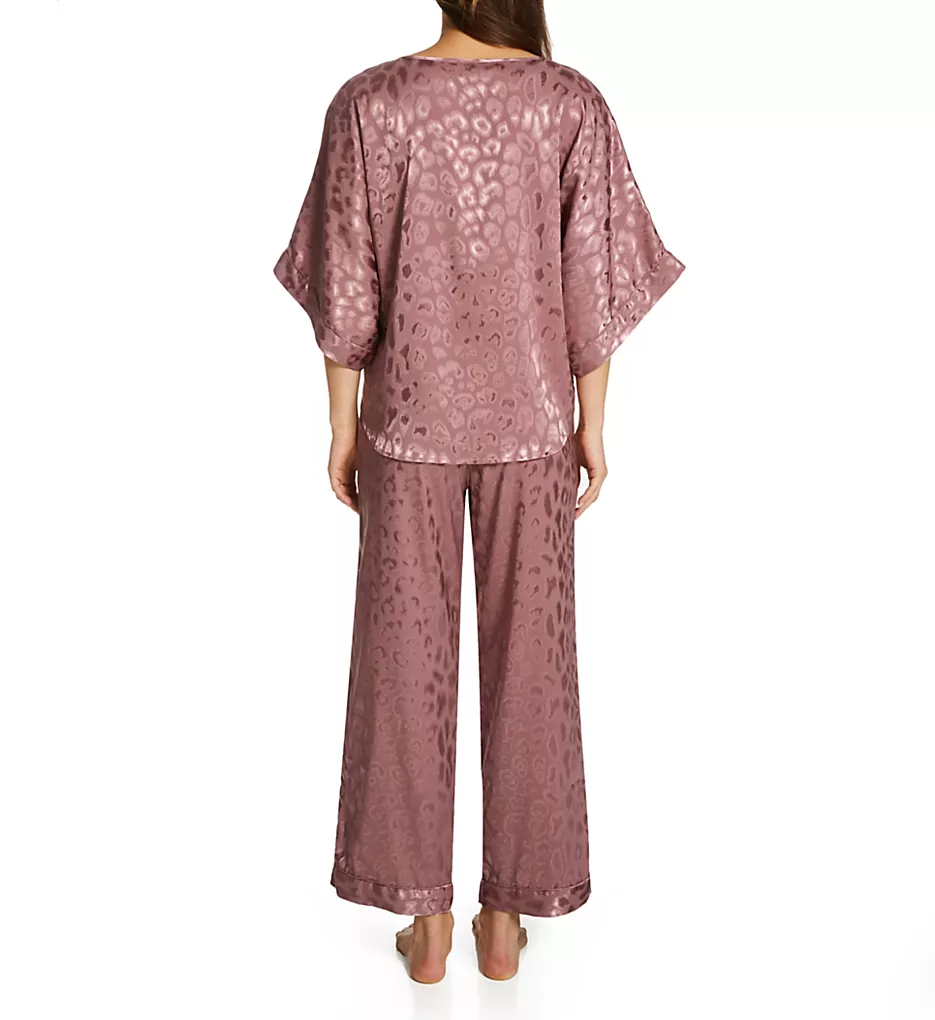 Natori Decadence Leopard Print Kimono PJ Set – Tonal Jacquard Satin Sleepwear 5 Natori Decadence Leopard Print Kimono PJ Set – Tonal Jacquard Satin Sleepwear - Image 3