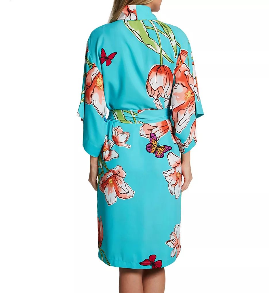 Natori Wild Poppy Floral & Butterfly Wrap Robe – Silky Lightweight 3/4 Sleeve Loungewear 5 Natori Wild Poppy Floral & Butterfly Wrap Robe – Silky Lightweight 3/4 Sleeve Loungewear - Image 3