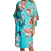 Natori Wild Poppy Floral & Butterfly Wrap Robe – Silky Lightweight 3/4 Sleeve Loungewear -Her Room US natori nat001 r74009 gs