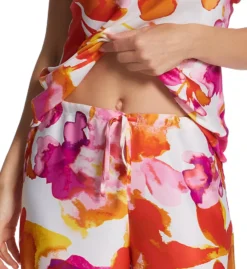 Natori Suisai Watercolor Floral Camisole Pajama Set - Silky V-Neck Top & Drawstring Pants -Her Room US natori nat001 r76019 cs2