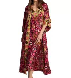 Natori Blue & White Ikat Pattern – Charmeuse Satin V-Neck Palazzo Gown -Her Room US natori nat001 s73070 cs2