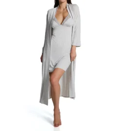 Natori Solid Jersey Feathers Essentials Robe – Standing Collar Long Sleepwear -Her Room US natori nat001 s74129 cs3