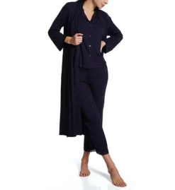 Natori Solid Jersey Feathers Essentials Robe – Standing Collar Long Sleepwear -Her Room US natori nat001 s74129 cs4
