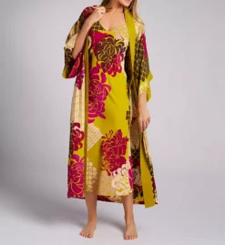 Natori Rimini Gown Matte Satin – Mixed Abstract Pattern V-Neck Sleepwear -Her Room US natori nat001 t73041 cs1
