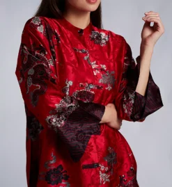 Natori Imperial Dragon Floral Satin PJ Set – Mandarin Collar Lotus Button Sleepwear -Her Room US natori nat001 t76039 cs1