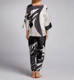 Natori Portofino Matte Crepe de Chine Satin PJ Set – Boat Neck Boxy Top & Cropped Bottoms -Her Room US natori nat001 t76042 bs