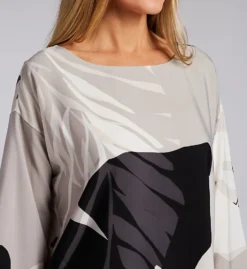 Natori Portofino Matte Crepe de Chine Satin PJ Set – Boat Neck Boxy Top & Cropped Bottoms -Her Room US natori nat001 t76042 cs1