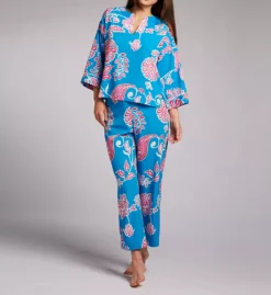 Natori Sanremo PJ Set – Oversized Paisley Print 100% Cotton Capri Pajamas 9 Natori Sanremo PJ Set – Oversized Paisley Print 100% Cotton Capri Pajamas -Her Room US natori nat001 t76144 fs