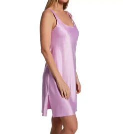 Natori Glamour Glossy Satin Chemise – Recycled Polyester Scoop Neck Sleep Dress -Her Room US natori nat001 t78060 fs