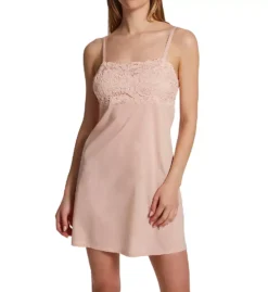 Natori Mercerized Cotton Bliss Harmony – Lace Applique Adjustable Strap Chemise Nightgown