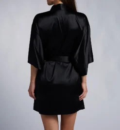 Natori Glamour Wrap Satin Kimono Short Robe - Wrinkle-Resistant Sleepwear -Her Room US natori nat001 u74260 bs