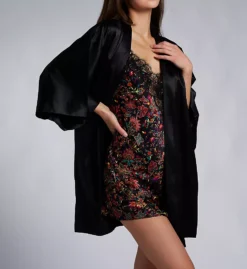 Natori Glamour Wrap Satin Kimono Short Robe - Wrinkle-Resistant Sleepwear -Her Room US natori nat001 u74260 cs2