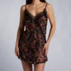 Natori Granada Multicolor Floral Print Chemise - Sexy Eyelash Lace Short Nightgown -Her Room US natori nat001 u78016 gs